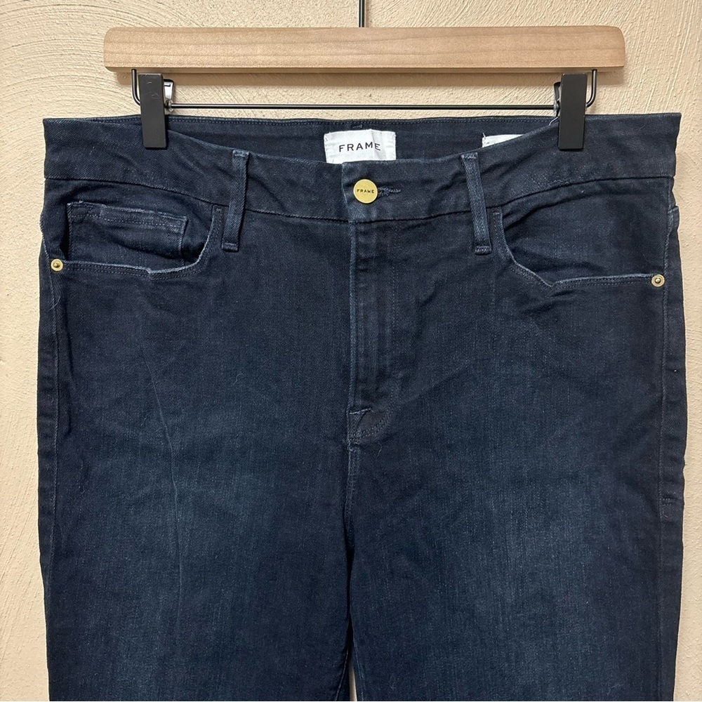 Frame Le Crop Mini Boot High Rise Jeans Marcella Dark Wash Size 33 - Picture 5 of 13